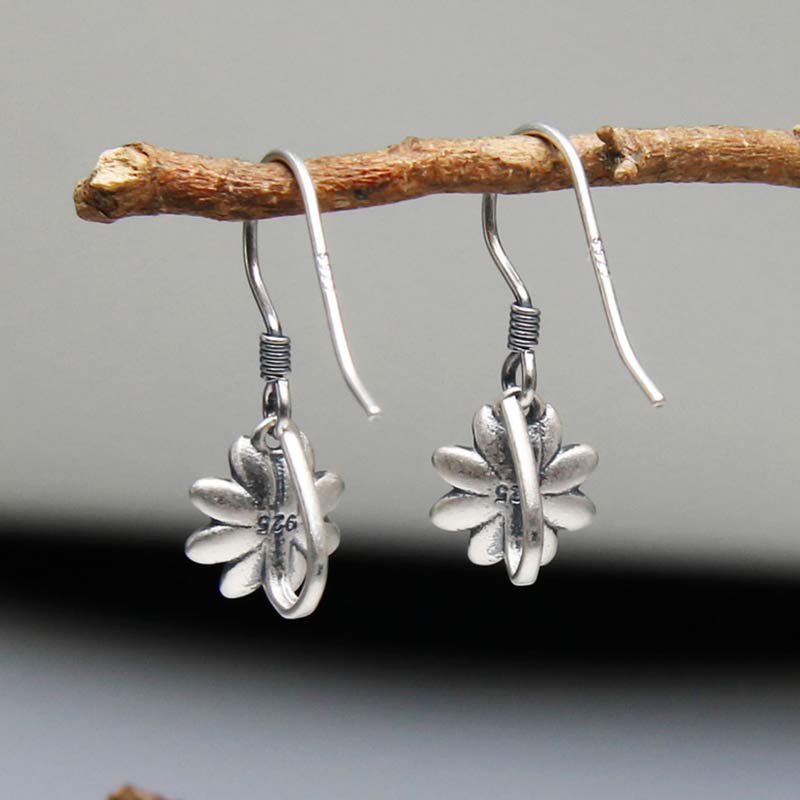 Buddha Stones 925 Sterling Silver Lotus Flower Enlightenment Earrings - image 3
