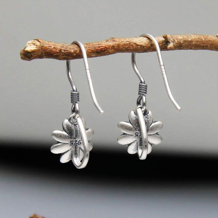 Buddha Stones 925 Sterling Silver Lotus Flower Enlightenment Earrings - image 3