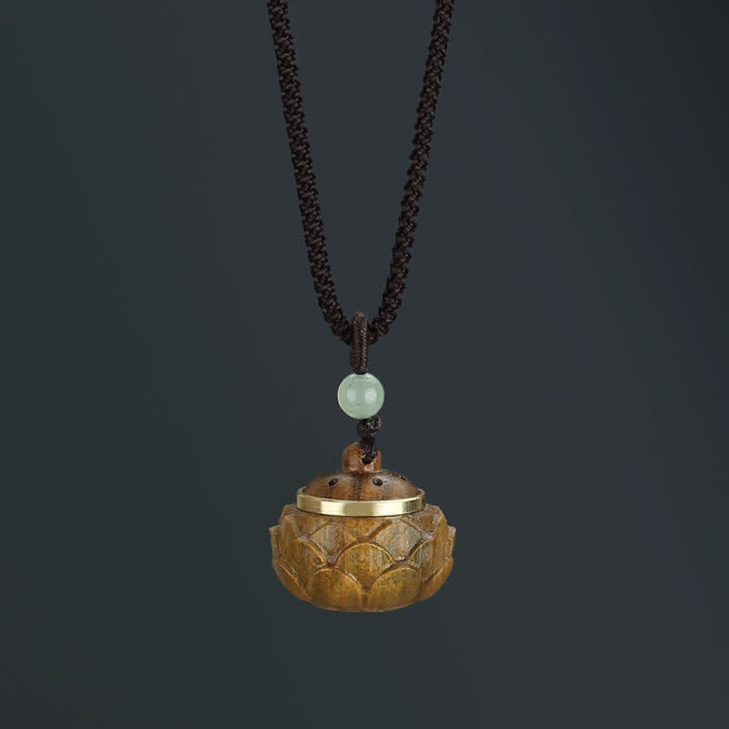 Buddha Stones Tibet Green Sandalwood Rosewood Om Mani Padme Hum Lotus Positive Soothing Necklace Pendant - Lotus Green Sandalwood - image 9