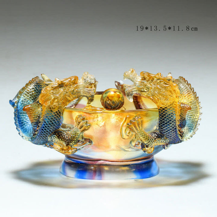 Buddha Stones Feng Shui Chinese Zodiac Dragon Handmade Liuli Crystal Art Piece Protection Home Office Decoration - Medium 19*13.5*11.8cm - image 2