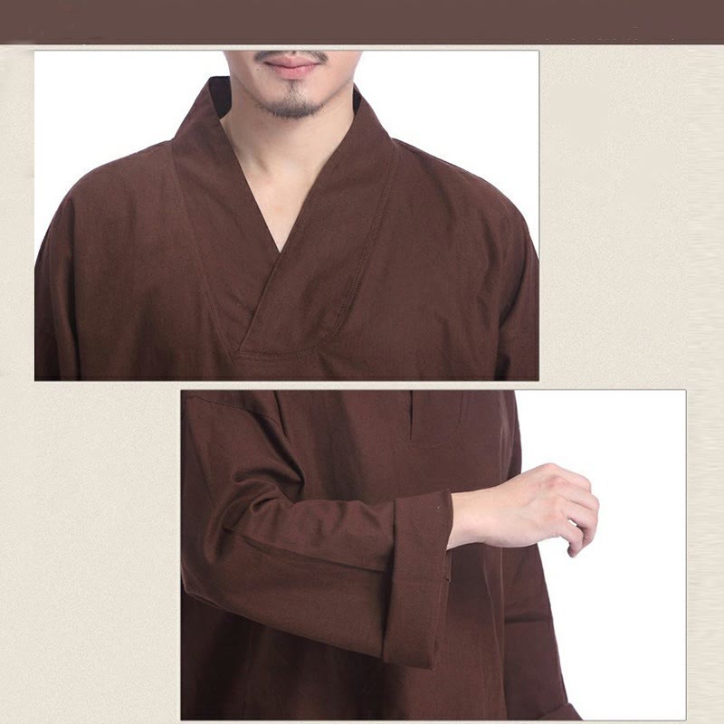 Buddha Stones Meditation Prayer V-neck Design Cotton Linen Spiritual Zen Practice Yoga Clothing Men's Set - image 7