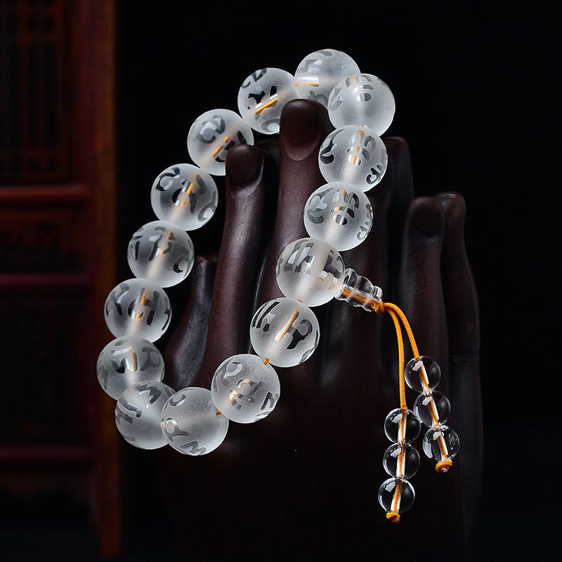 Buddha Stones "Blessings of Light and Protection" White Crystal Bracelet Includes Gift Message Card - image 3