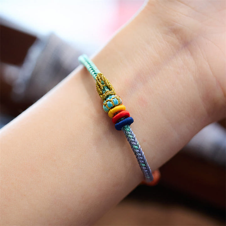 Buddha Stones Colorful Rope Eight Thread Peace Knot Luck Handmade Bracelet - image 5