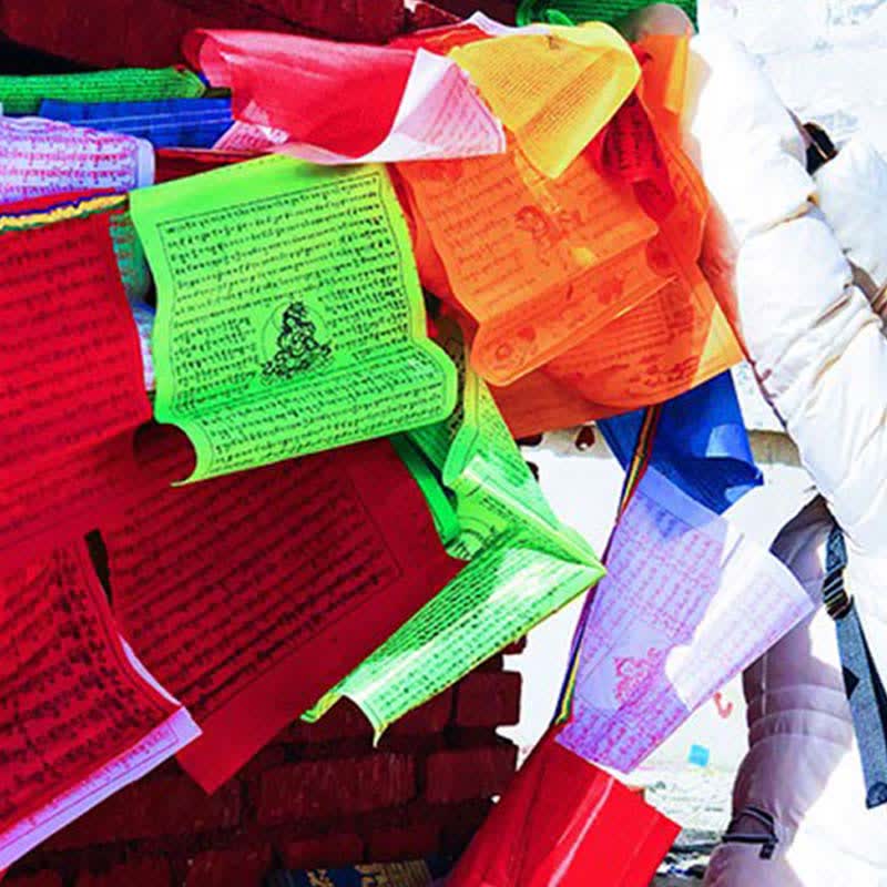 Buddha Stones Tibetan 5 Colors Silk Windhorse Auspicious Outdoor 25 Pcs Prayer Flag
