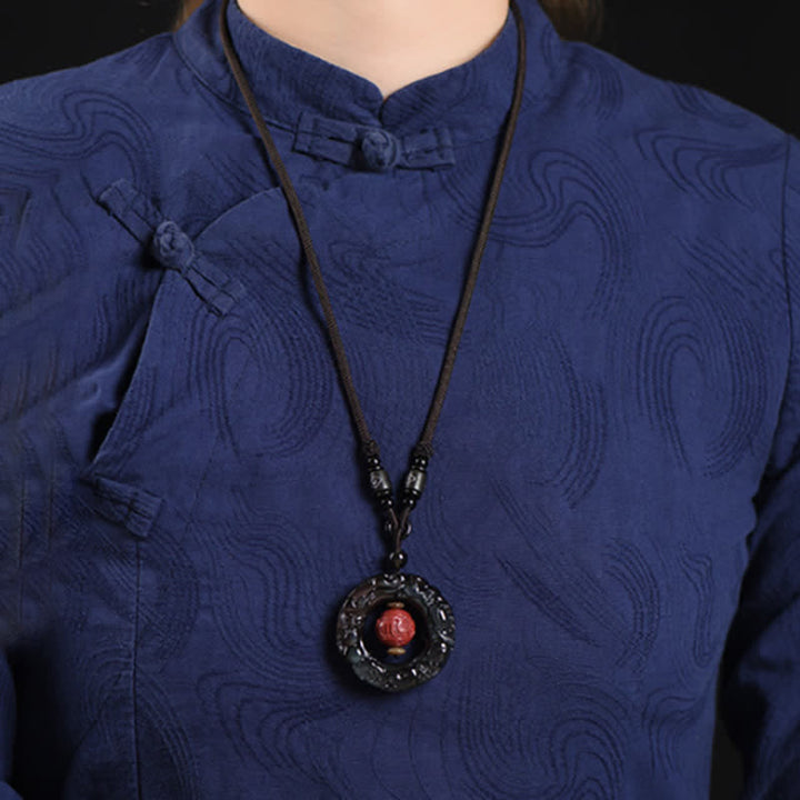 FengShui Natural Rainbow Obsidian PiXiu Cinnabar Healing Necklace Pendant - image 3