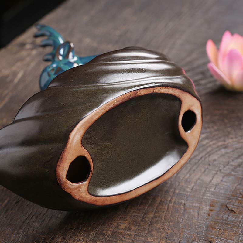 Buddha Stones Little Deer Ceramic Lotus Meditation Incense Burner Decoration - image 8