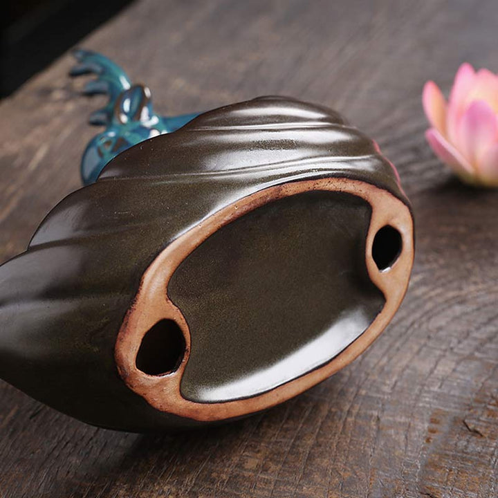 Buddha Stones Little Deer Ceramic Lotus Meditation Incense Burner Decoration - image 8