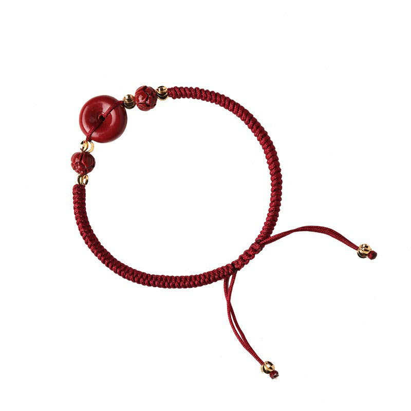 Buddha Stones Handmade Lotus Cinnabar Peace Buckle Blessing Braid Bracelet - image 9