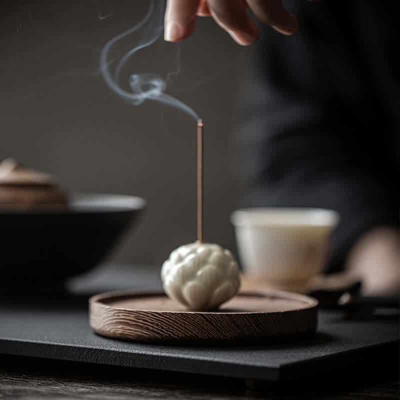Buddha Stones Mini Lotus Flower Meditation Ceramic Stick Small Incense Burner Decoration - image 1