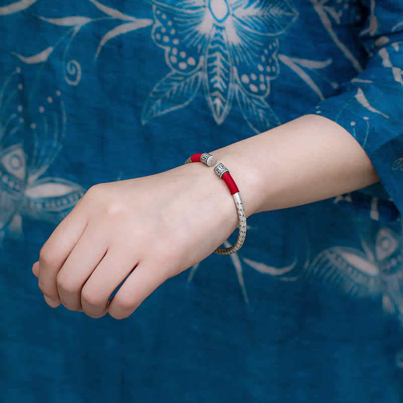 Buddha Stones Tibet Om Mani Padme Hum Luck Red String Bracelet Bangle - image 3