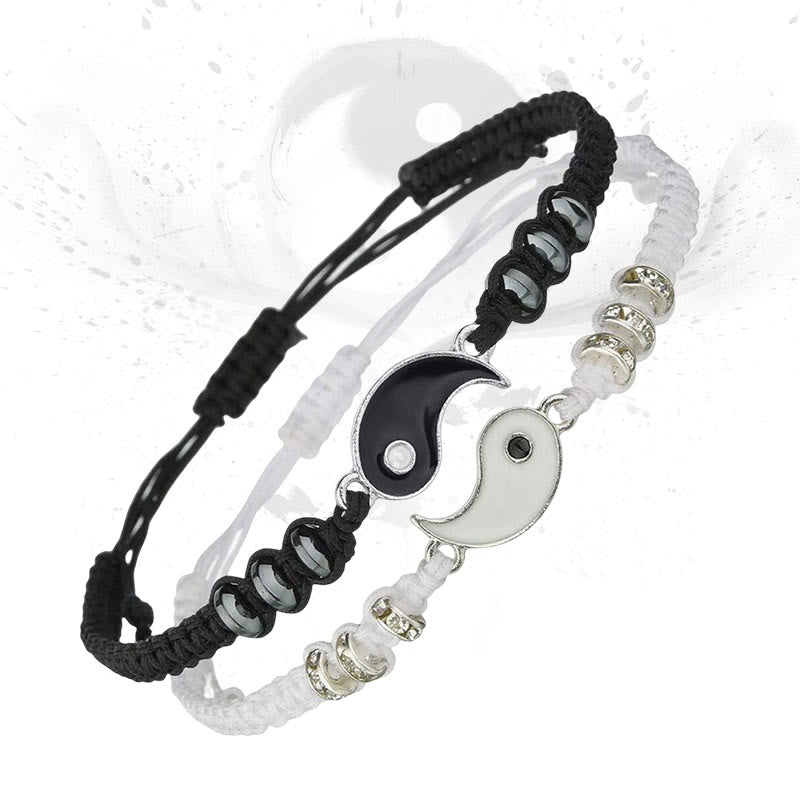 Buddha Stones 2pcs Yin Yang Hematite Couple Bracelet - Yin Yang (2pcs) - image 0
