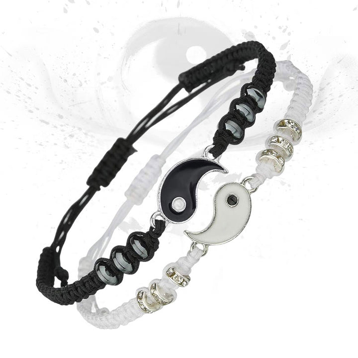 Buddha Stones 2pcs Yin Yang Hematite Couple Bracelet - Yin Yang (2pcs) - image 0