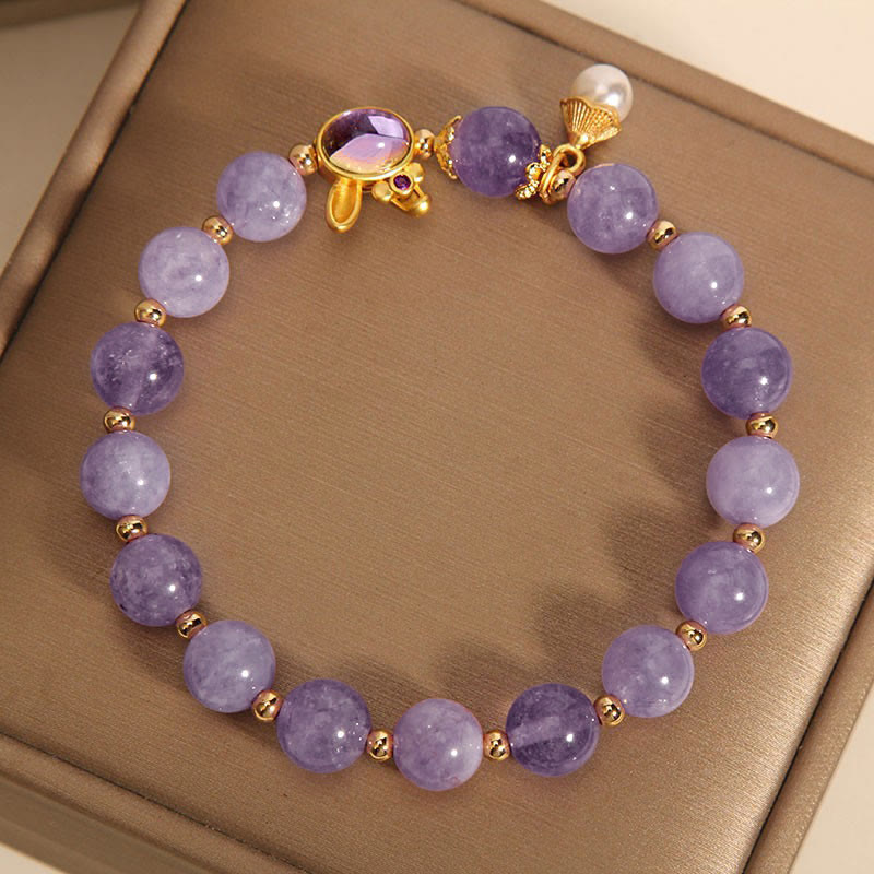 Buddha Stones Natural Purple Jade Rabbit Happiness Bracelet