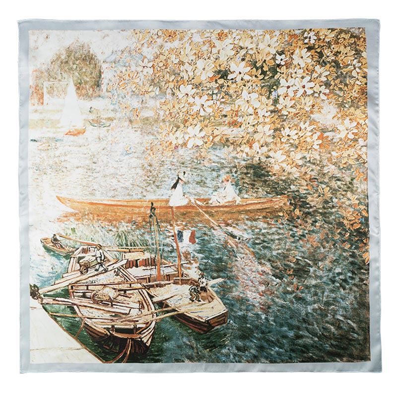 Buddha Stones Jungle Oil Painting Auspicious Clouds 100% Mulberry Silk Scarf Premium Grade 6A Double-sided Silk Neck Scarf - image 17