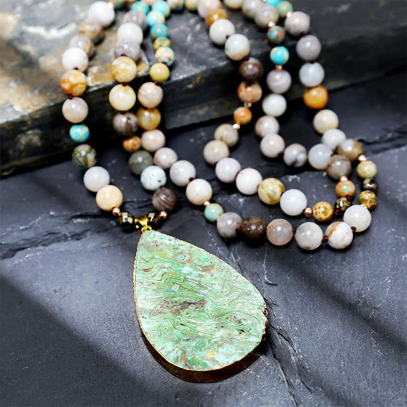 Buddha Stones Natural Ocean Picasso Jasper Beaded Healing Neckace