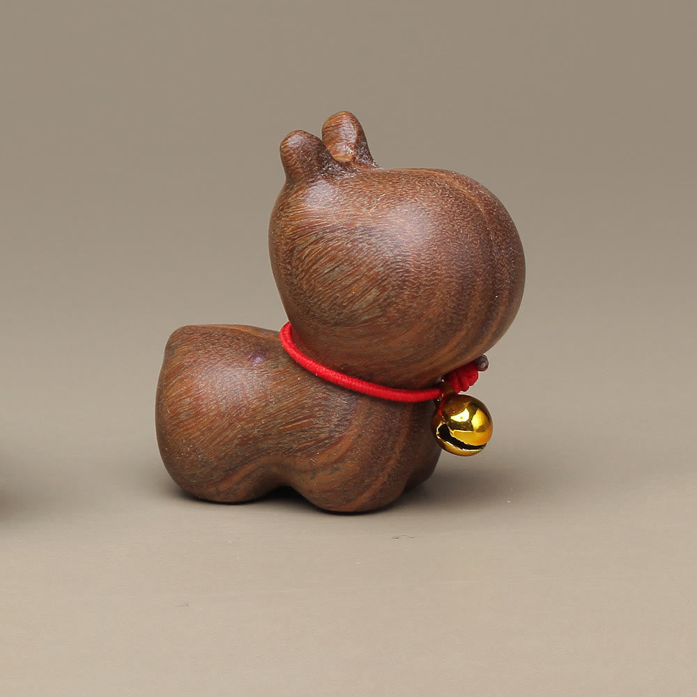 Buddha Stones Green Sandalwood Small Leaf Red Sandalwood Cute Cat Animals Soothing Peace Decoration - Green Sandalwood Hippo - image 23