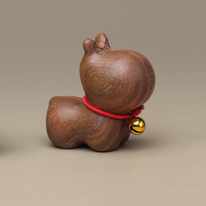 Buddha Stones Green Sandalwood Small Leaf Red Sandalwood Cute Cat Animals Soothing Peace Decoration - Green Sandalwood Hippo - image 23