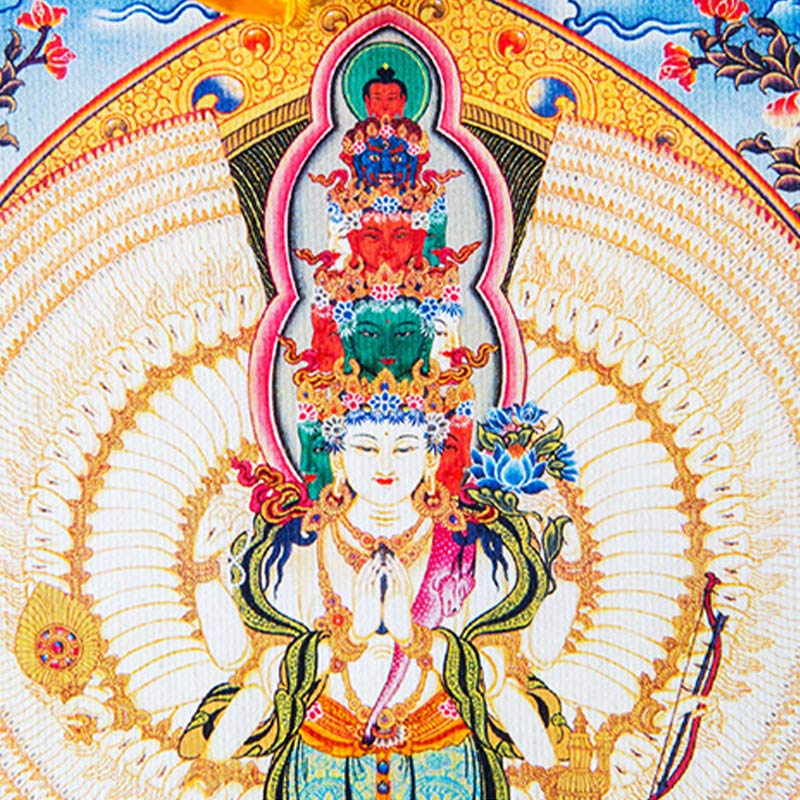 Tibetan Thousand-handed Avalokitesvara Framed Thangka Blessing Decoration