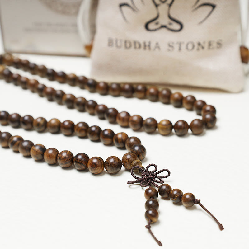 Buddha Stones 108 Mala Beads Bracelet Prayer Meditation Sandalwood Elastic - image 5