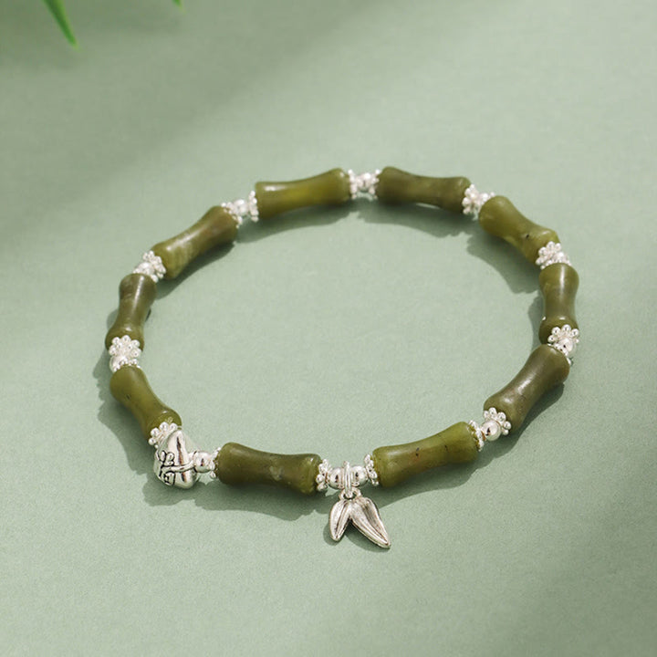 Buddha Stones Peridot White Jade Strawberry Quartz Green Aventurine Bamboo Fu Character Luck Bracelet