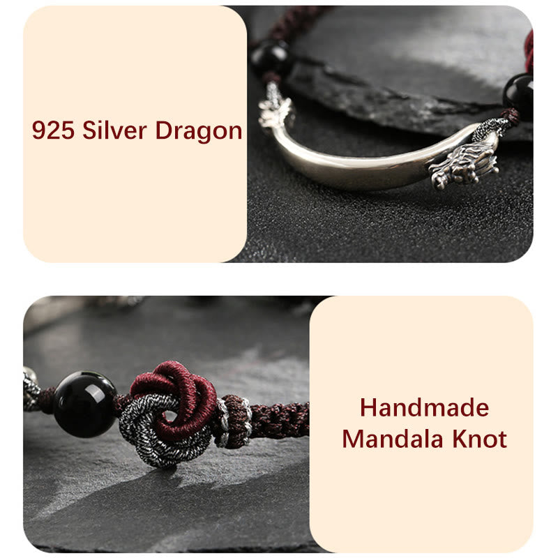 Buddha Stones 925 Sterling Silver Auspicious Dragon Success Handcrafted Braided Bracelet - image 6