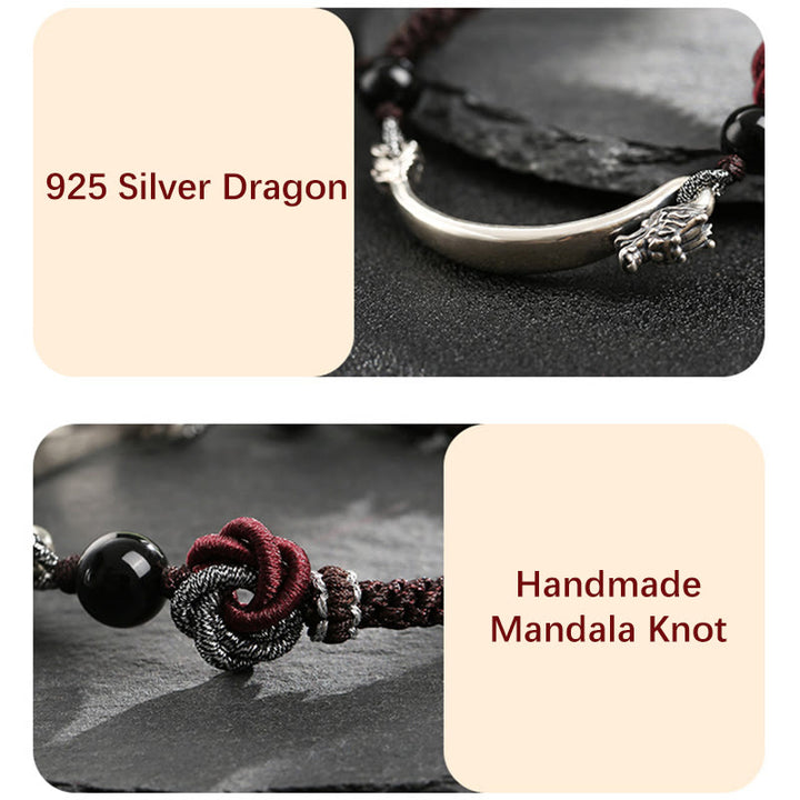 Buddha Stones 925 Sterling Silver Auspicious Dragon Success Handcrafted Braided Bracelet - image 6