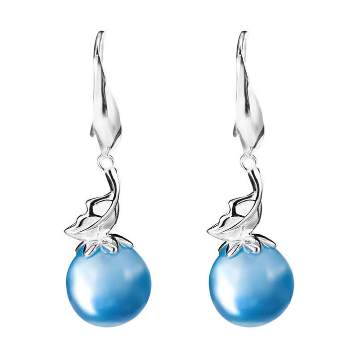 Buddha Stones 925 Sterling Silver Natural Aquamarine Leaf Flower Peace Earrings Necklace - image 7