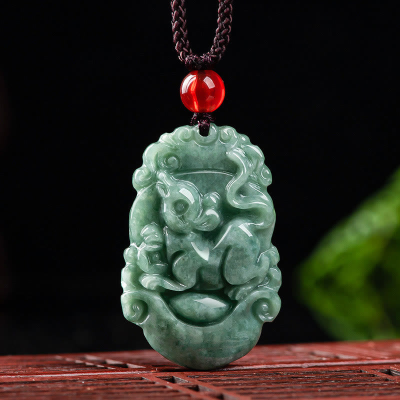 Buddha Stones Natural Jade 12 Chinese Zodiac Prosperity Necklace Pendant - image 7