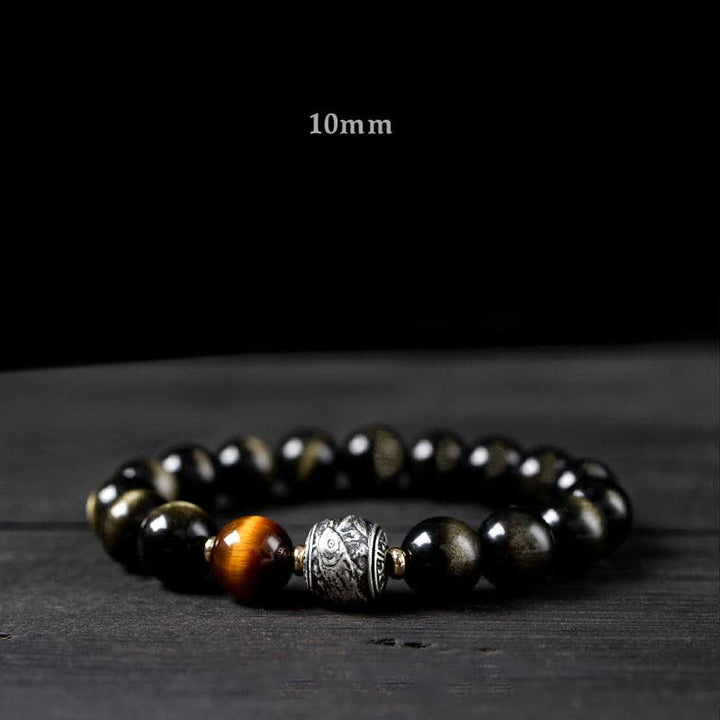 To Experience a Reversal of Fortune Rainbow Obsidian Gold Sheen Obsidian Protection Bracelet