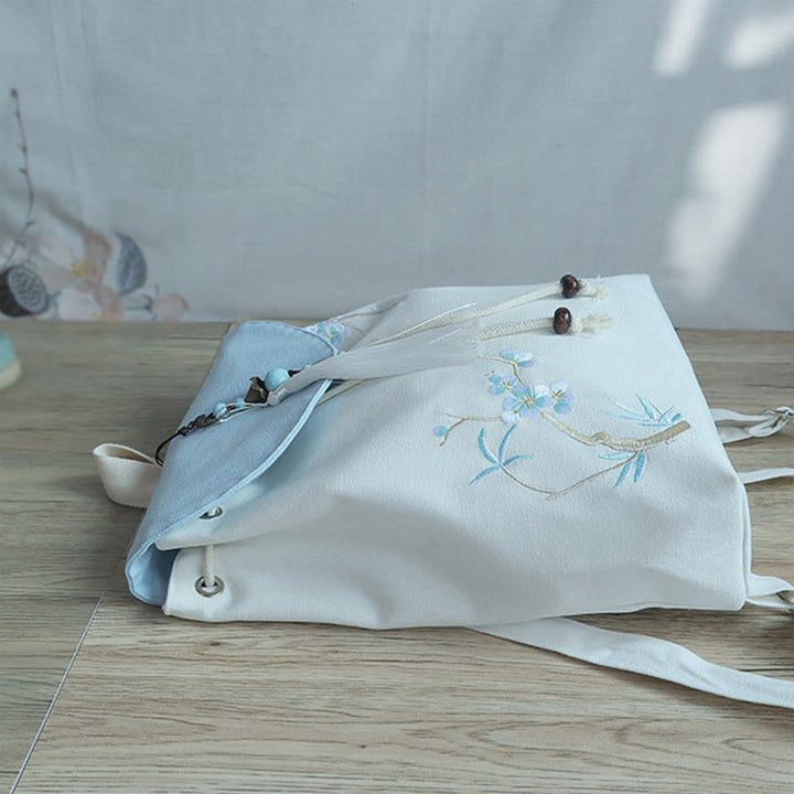 Buddha Stones Handmade Embroidered Large Capacity Canvas Backpack - image 46