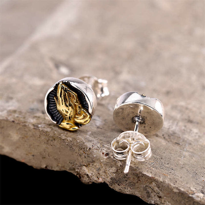 925 Sterling Silver Namaste Equality Stud Earrings - image 2