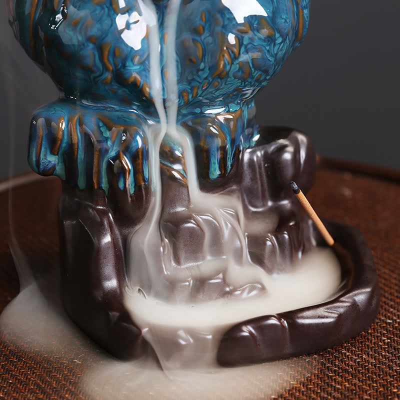 Cute Owl Ceramic Backflow Smoke Fountain Meditation Healing Incense Burner Decoration - image 4