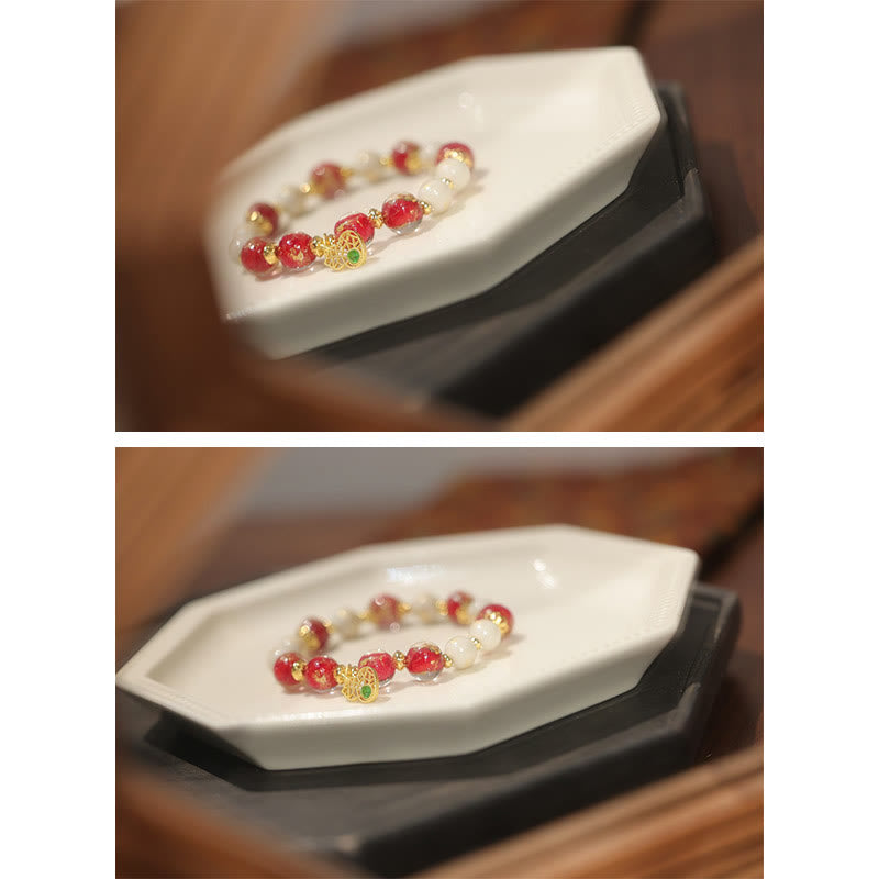 Buddha Stones Gourd God Of Wealth Charm Fortune Liuli Glass Bead Incense Ash Porcelain Bead Bracelet - image 5