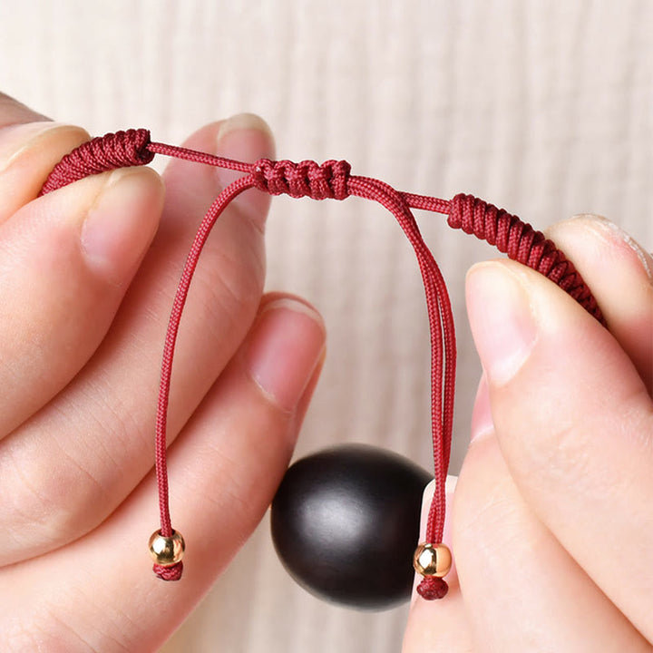Buddha Stones Ebony Wood Cat Head Pattern Peace King Kong Knot Braided Bracelet - image 7