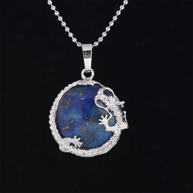 Buddha Stones Chinese Dragon Natural Quartz Crystal Healing Energy Necklace Pendant - Lapis Lazuli - image 17