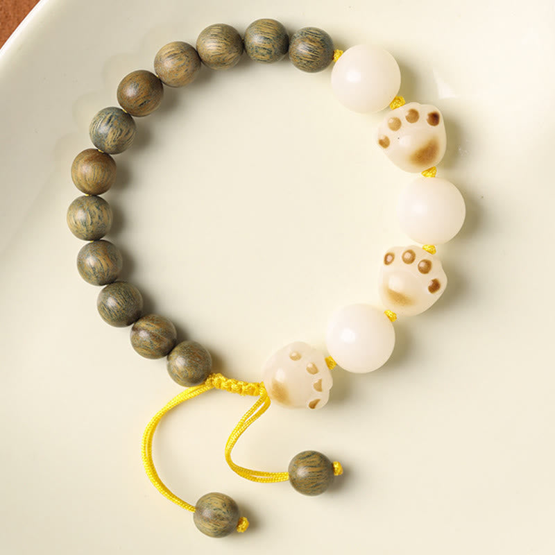 Buddha Stones Natural Green Sandalwood Bodhi Seed Cat Paw Claw Cure Bracelet - image 3