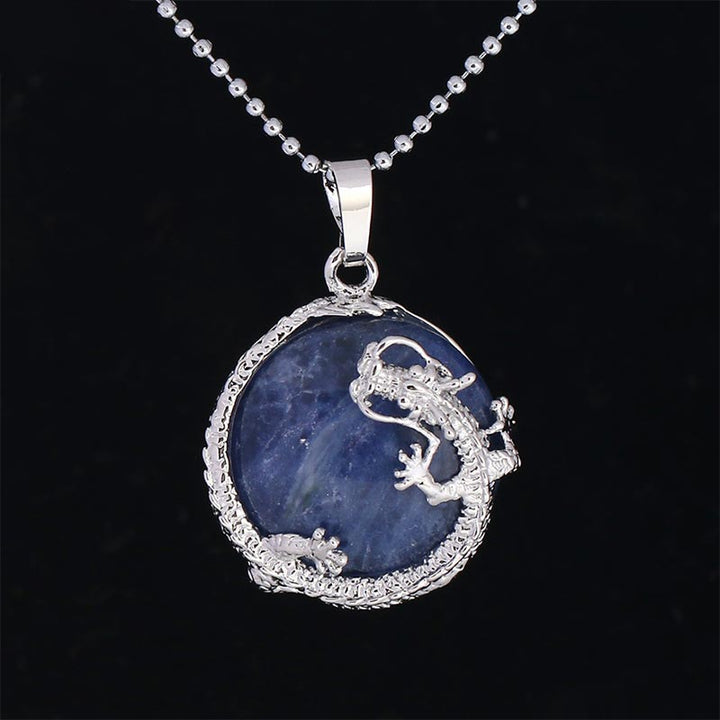 Buddha Stones Chinese Dragon Natural Quartz Crystal Healing Energy Necklace Pendant - Sodalite - image 19