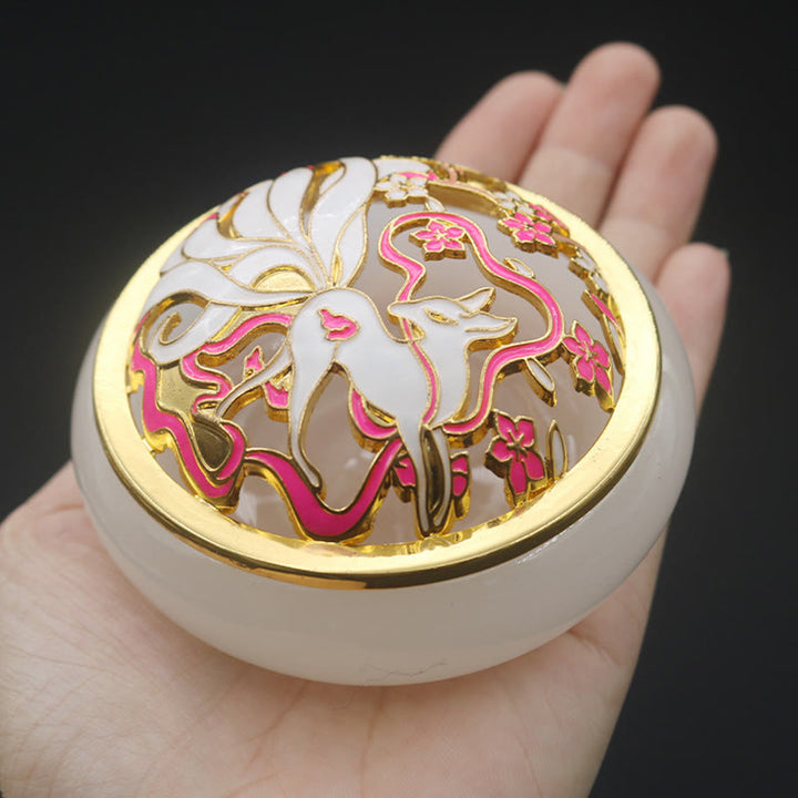 Buddha Stones Nine Tailed Fox Liuli Crystal Healing Meditation Incense Burner - image 6