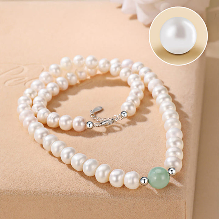 Buddha Stones 925 Sterling Silver Natural Pearl Jade Healing Necklace Bracelet Earrings With Gift Box - image 4