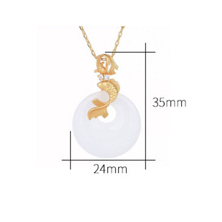 Buddha Stones White Jade Koi Fish Wealth Prosperity Necklace Pendant - image 5