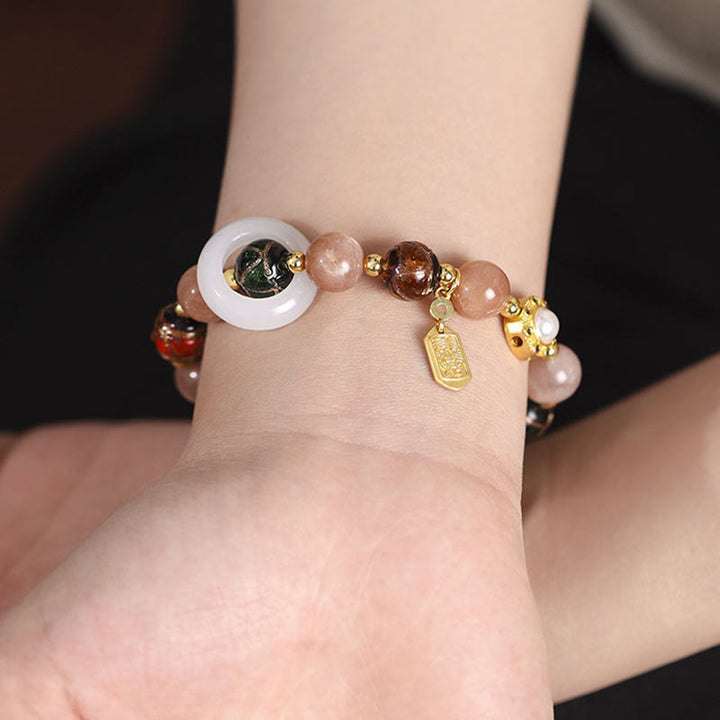 Buddha Stones Tibetan Incense Ash Liuli Glass Tridacna Stone Sun Stone Om Mani Padme Hum Prayer Wheel Charm Bracelet - image 11