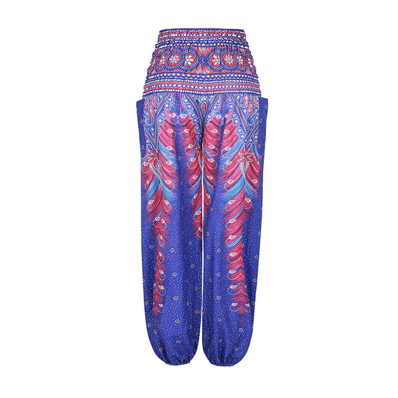 Buddha Stones Hippie Pants Baggy Boho High Waist Lounge Trousers with Pockets Women's Yoga Pants