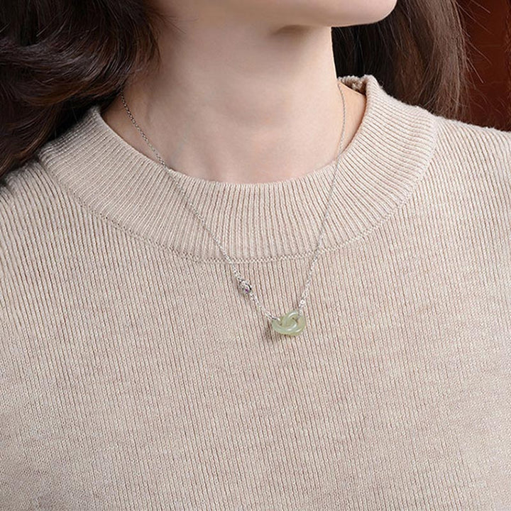 Buddha Stones 925 Sterling Silver Round Jade Luck Prosperity Necklace Chain Pendant - image 8