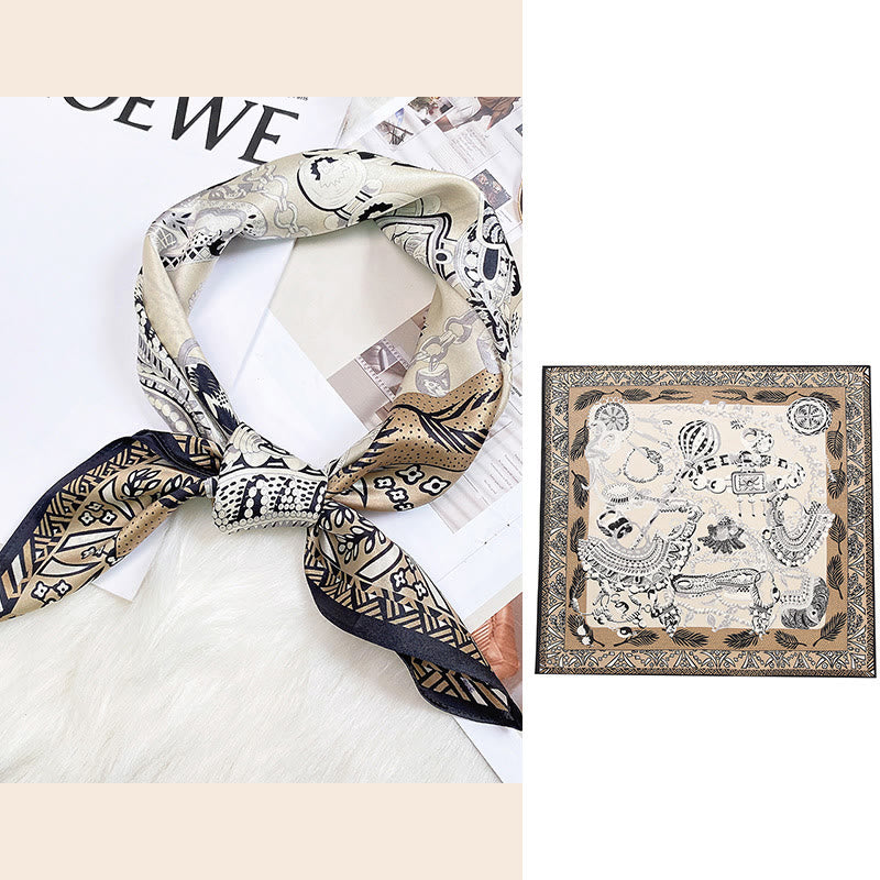 Buddha Stones Pastoral Scene Hot Air Balloon Spring Blossom 100% Mulberry Silk Neck Hair Scarf - Tropical Balloons - image 28