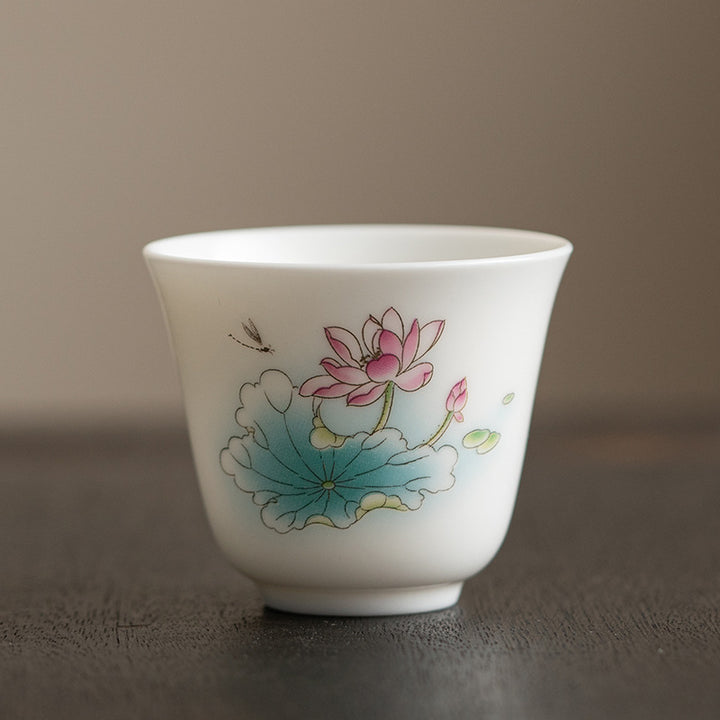 Buddha Stones Lotus Flower Leaf Mountain Pavilion Elk Peony Ceramic Teacup Kung Fu Tea Cup