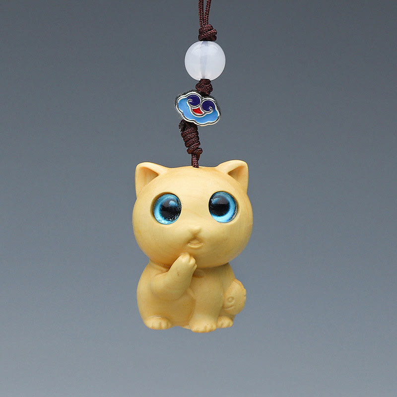 Buddha Stones Thuja Sutchuenensis Green Sandalwood Boxwood Mini Cute Animal Rabbit Cat Deer Whale Prosperity Phone Hanging Decorations - image 17