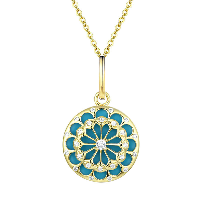 Buddha Stones 925 Sterling Silver Round Turquoise Zircon Protection Strength Necklace Pendant - image 3