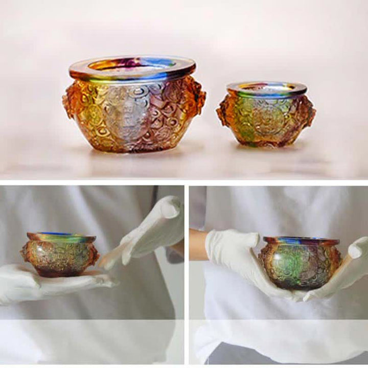 Handmade Liuli Crystal Treasure Bowl Art Piece Home Decoration - image 19