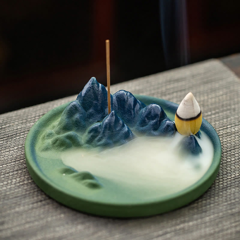 Creative Mountain River Ceramic Healing Backflow Incense Burner - Mountains - image 14