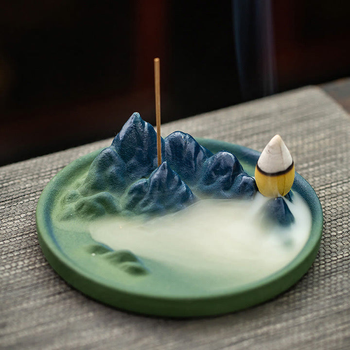 Creative Mountain River Ceramic Healing Backflow Incense Burner - Mountains - image 14